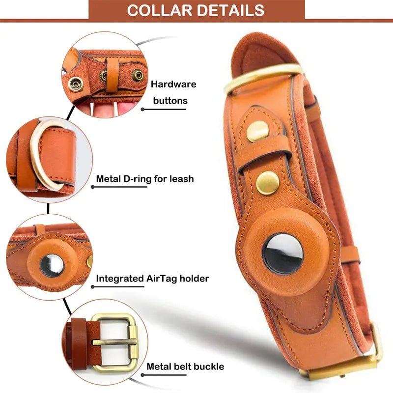 Leather Anti - Lost Dog Collar - Pet Playhouse
